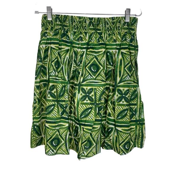 Anthropologie Vanessa Virginia Green Batik Print Mini Skirt     Size: US 6 - Picture 2 of 3